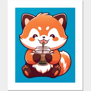 Red panda - Boba tea design Posters and Art